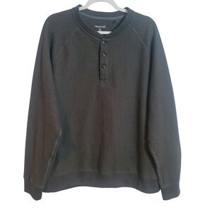 Toad&Co Mens Bitterroot Long Sleeve Henley Waffle Knit Sweater Charcoal Grey XXL
